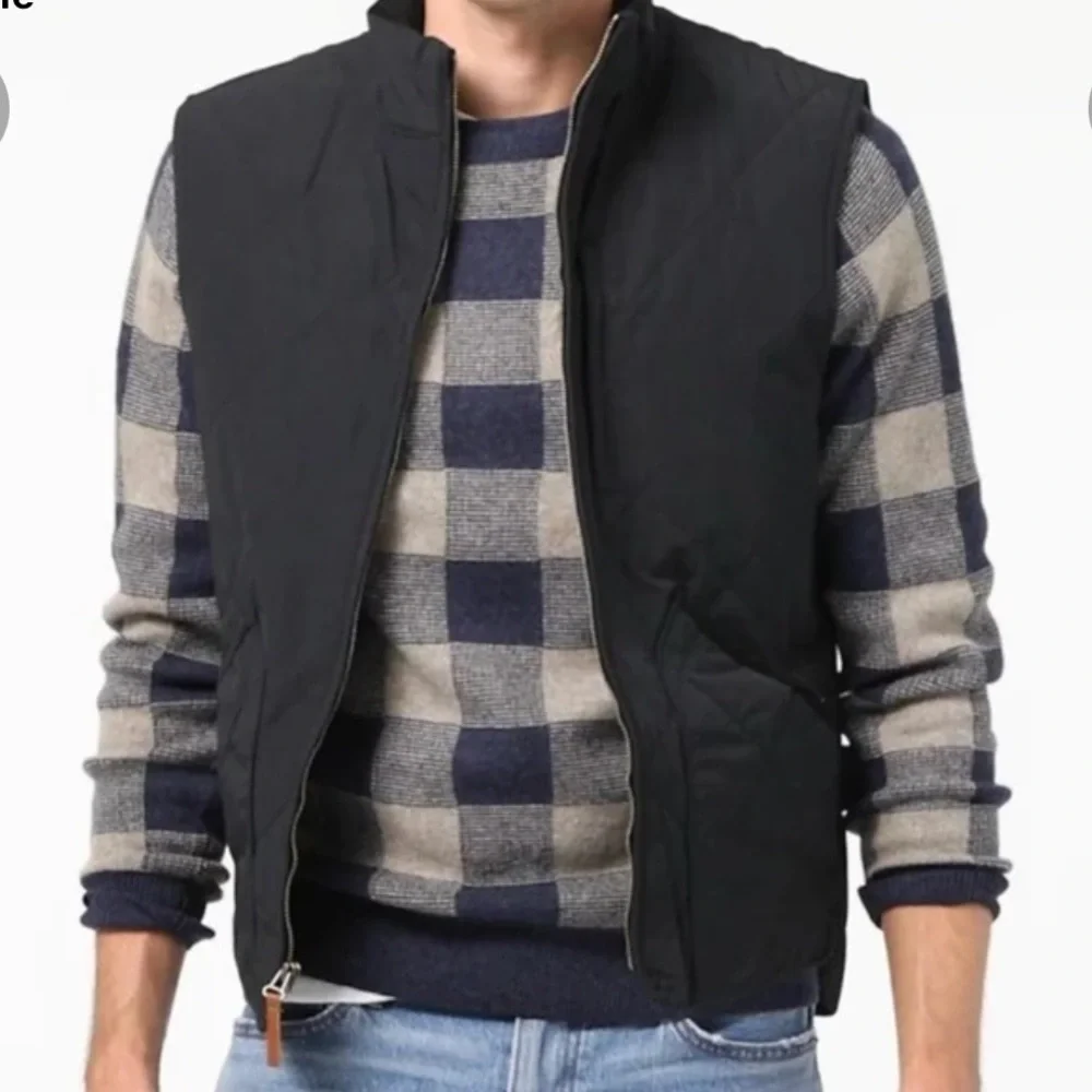 J. Crew Navy Blue Outdoors Sussex Quilted Black Primaloft Zip Up Vest Size XS